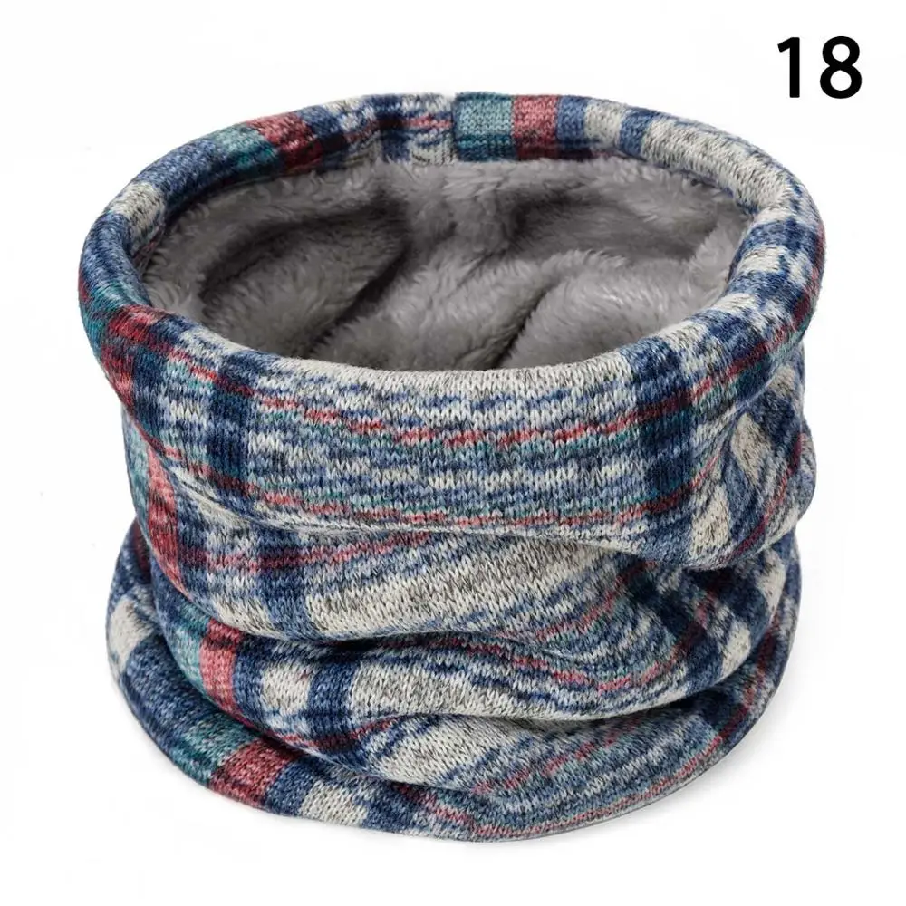 Evrfelan вязаный высокий эластичный шарф для женщин мужчин Зимний Шарф хлопковый клетчатый узор кольцо шарфы унисекс шеи носить о шарф - Цвет: 18