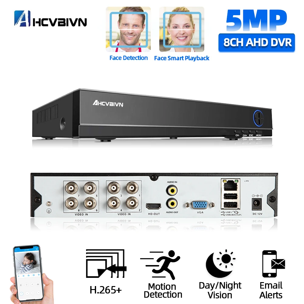 

6 in 1 H.265 8 channel AHD video hybrid recorder for 5MP/4MP/3MP/1080P Camera Xmeye P2P CCTV DVR AHD DVR support USB wifi 8ch