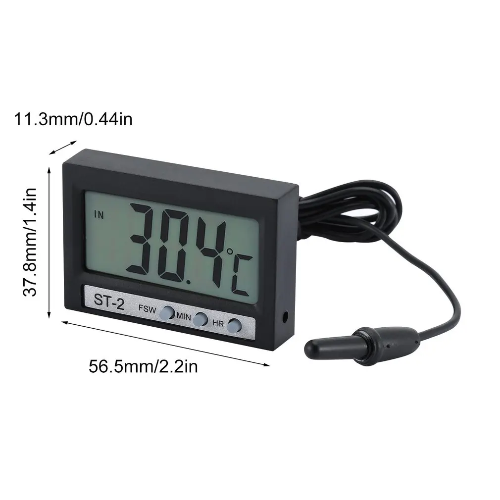 ST-2 Car LCD Digital Thermometer Waterproof Inside Outside Electronic Clock Freezer Aquarium Temperature Meter Sale | Инструменты