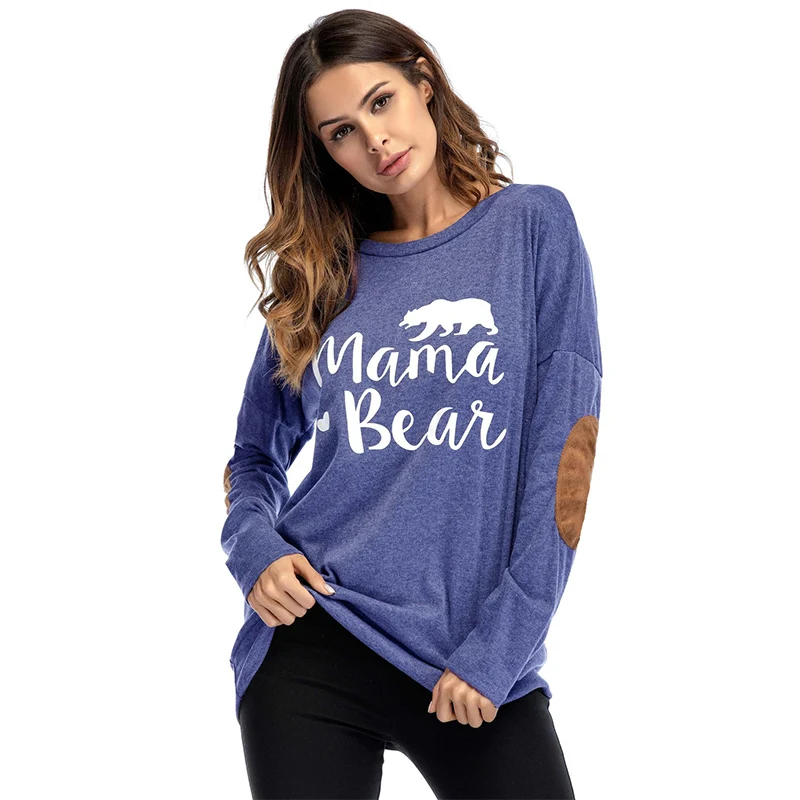 Women O Neck Letters Print Long Sleeve T Shirt Patchwork Loose Plus Size Mid Length Tops Female Casual Tee Shirts Blouse