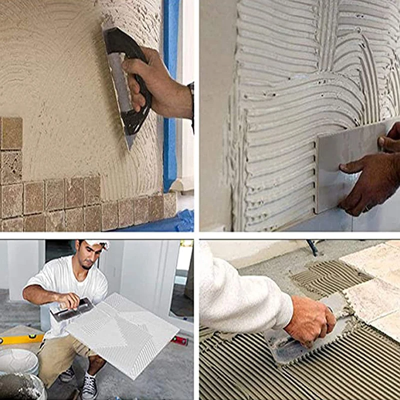

Stainless Cement Flaten Trowel with Notch Tiling Notched Trowel Square Notch with Handle for Wall Floor Tile Grout BV789