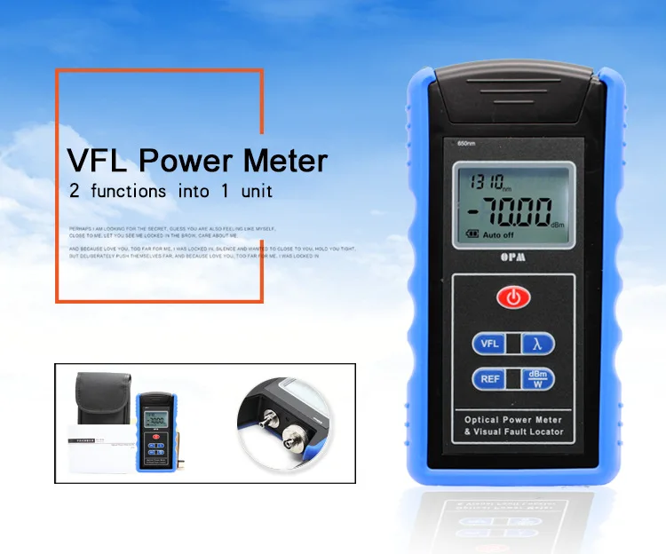 2 in 1 fuctions TM203N-A-V10 FC SC VFL Power Meter 10mw VFL 650nm & OPM Optical Power Meter 6 wavelength -70~+10dBm -50～+26dBm