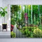 Занавеска для душа с изображением весеннего леса, зеленая бамбуковая пальма, естественный ландшафт, декор для ванной, занавески из полиэстера, наборы s