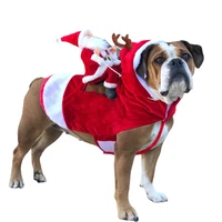 dog christmas pet clothes santa claus riding a deer jacket coat pets christmas dog apparel costumes for large small dogs