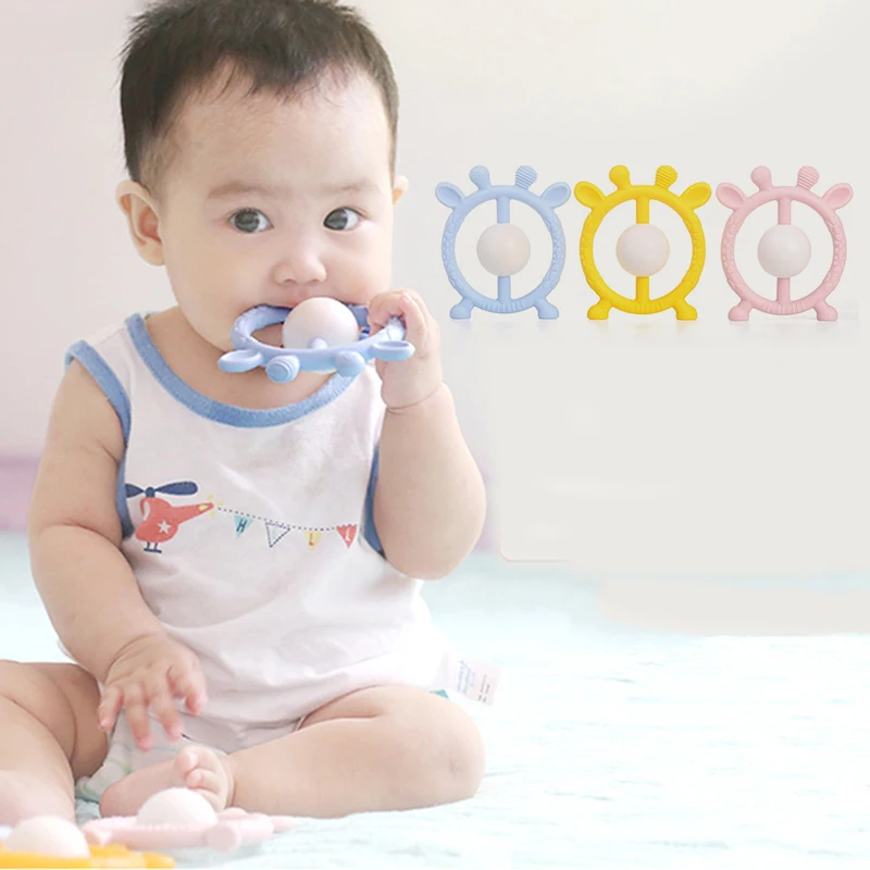 

0-12 Moths Silicone Teether Rattle Toys For Infants Molar Rod Tooth Solid Tooth Grasping Hand Grab Bell Rattle Toys