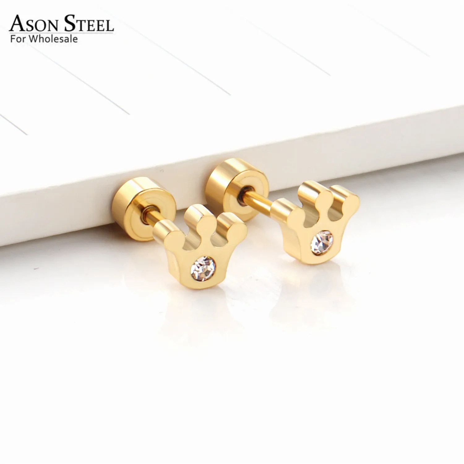 Женские серьги в виде короны ASONSTEEL элегантные серьги-гвоздики из нержавеющей