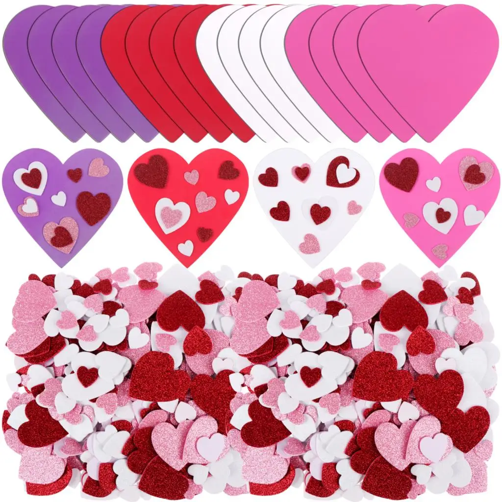 

20 шт., самоклеящиеся наклейки с блестками в форме сердца