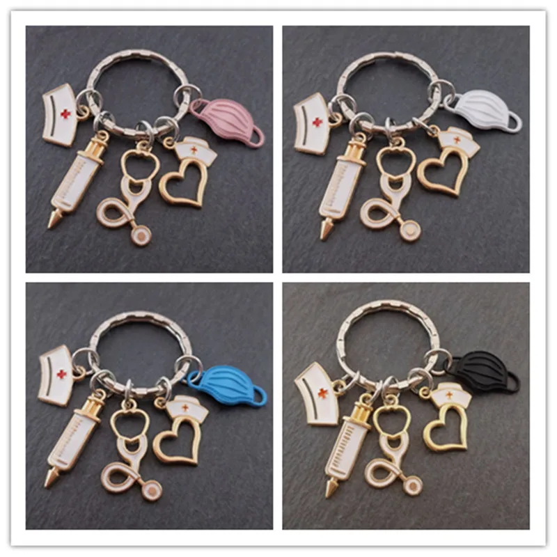 New Design Jewelry Doctor Medical Tools Stethoscope Syringe Key Ring Nurse Student Gift Keychain Souvenir Charm Bag Car | Украшения и