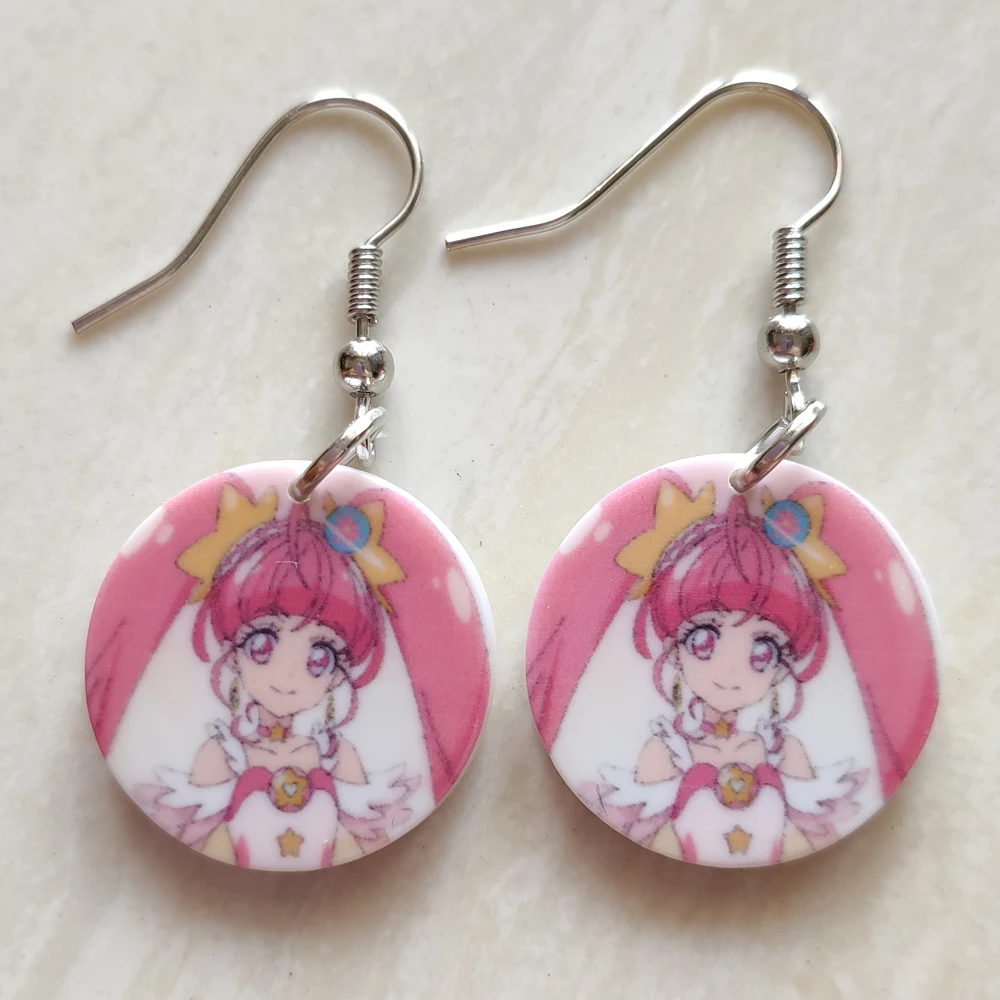 Модные японские акриловые серьги в форме звезды из мультфильма для детей плоские