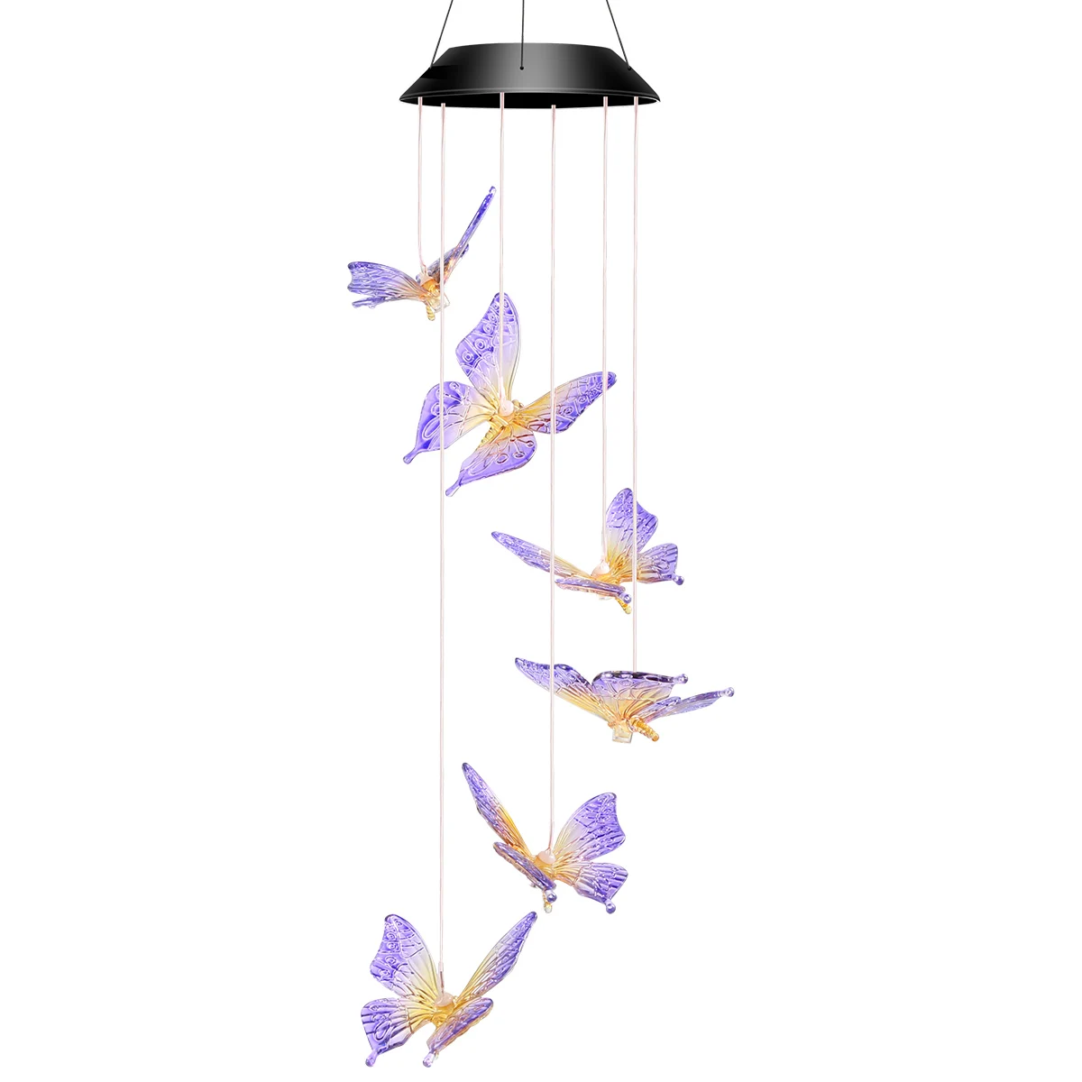 

Premium Sturdy Plastic Solar LED Wind Chime Powered Waterproof Color Changing Butterfly For Home Balcony Garden Decoration