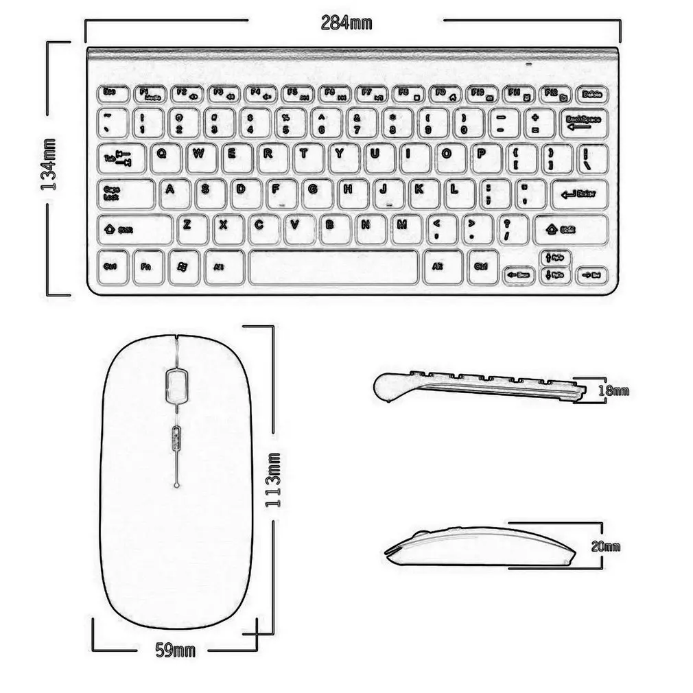

2.4G Slim Optical Wireless Keyboard and Ultra-Thin Mouse Mice USB Receiver Combo Kit for MAC PC Computer