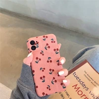 autumn and winter plush cherry pattern for iphone11pro phone case for iphonex xs soft 7 8 plus female