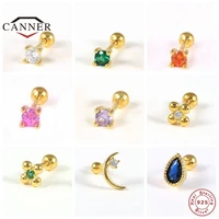 canner colorful zircon stud earrings sterling silver 925 piercing cartilage earring for women jewelry jewelry gift pendients