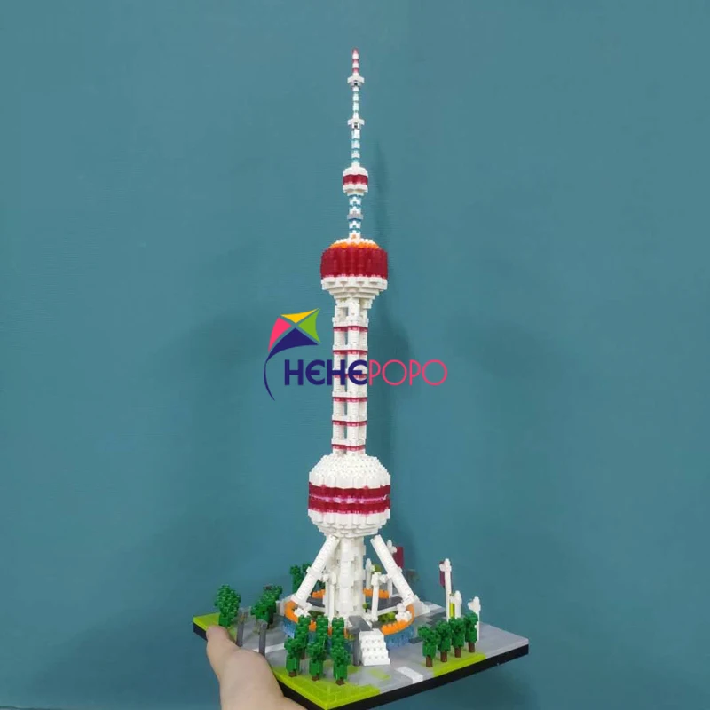 

YZ063 World Famous Architecture Oriental Pearl TV Tower 3D Model DIY Mini Diamond Blocks Building Toy for Chindren Gift No Box