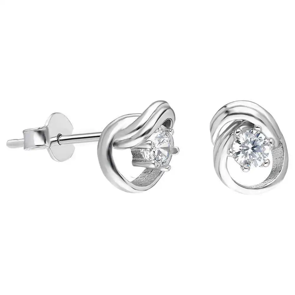 

Zircon Stone Spiral Design 925 Sterling Silver Earrings