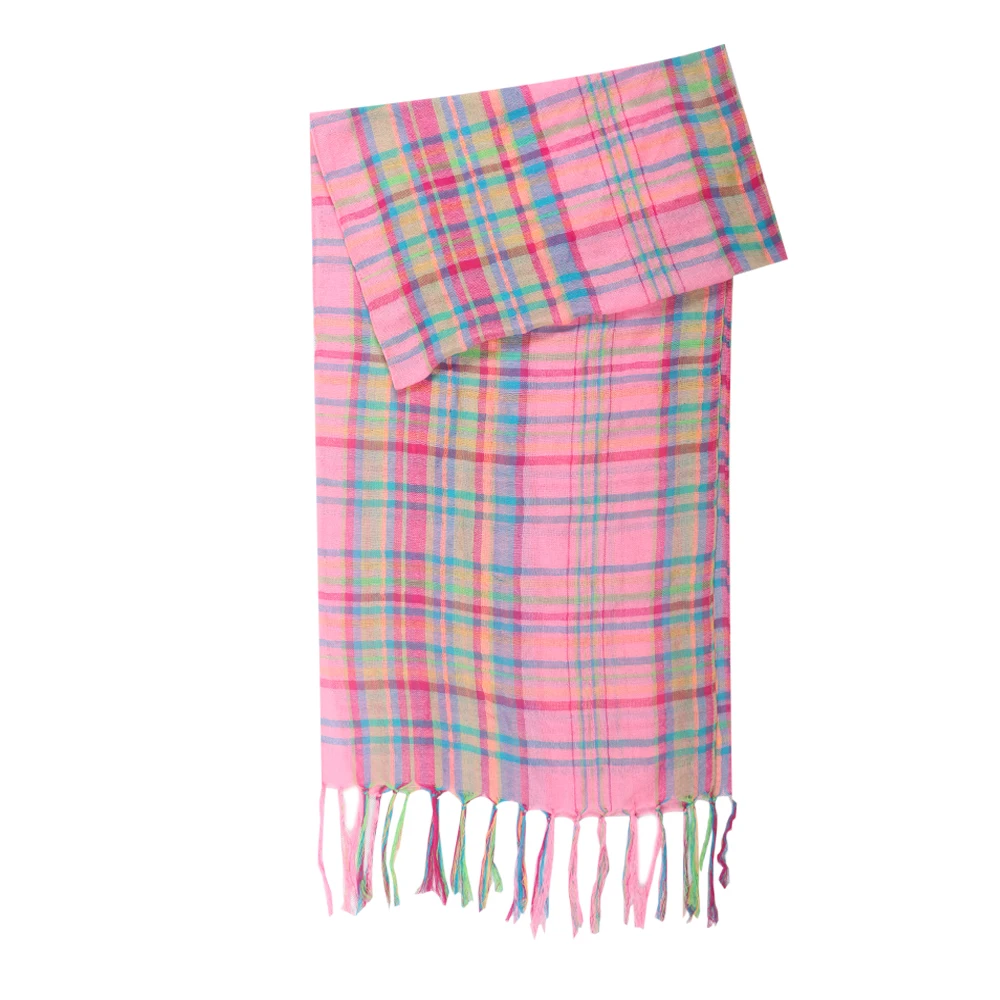 New Fashion Plaid Scarf Autumn Winter Children Baby Girls Kids Pink Cotton Polyester Blended Soft Warm Scarf Wholesale