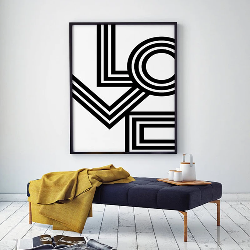 

LOVE Wall Art Minimalist Print Geometric Love Poster Modern For Bedroom Decor No Frame Canvas Art Painting Wall Pictures