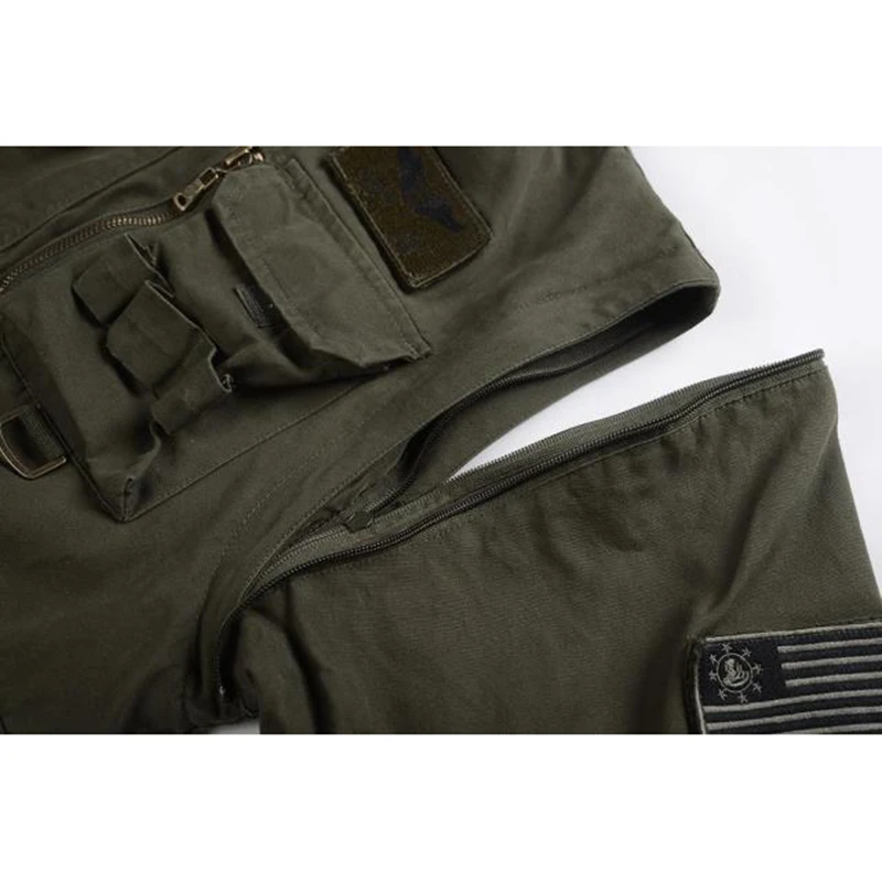 Мужская летная куртка 101 в стиле милитари бомбер со съемным рукавом и капюшоном с