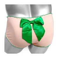 ruffles sissy briefs panties with big knotbow sexy lingerie cotton slim low rise men underwear breathable male underpants