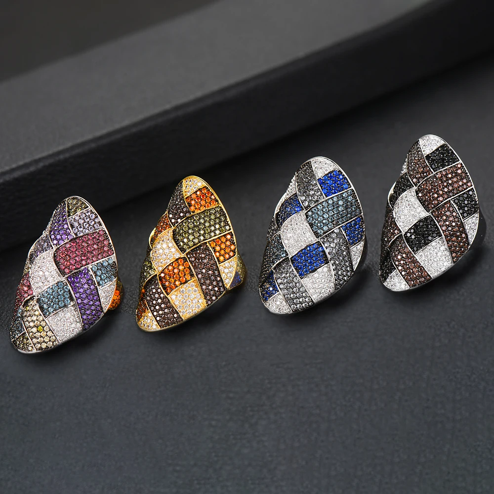 GODKI Trendy Twist Cross Wrap Ring for Women Multicolor Cubic Zircon Finger Rings Beads Charm Ring Bohemian Beach Jewelry