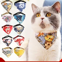 new fashion cartoon cat bandana bow tie kitten dog scarf adjustable pet cat collar handmade trigon pet supplies cat accessories