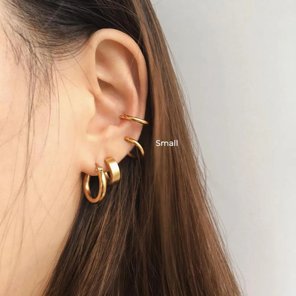 Серьги-кольца на клипсах для носа губ ушей 4 пары серьги-кольца аксессуары |