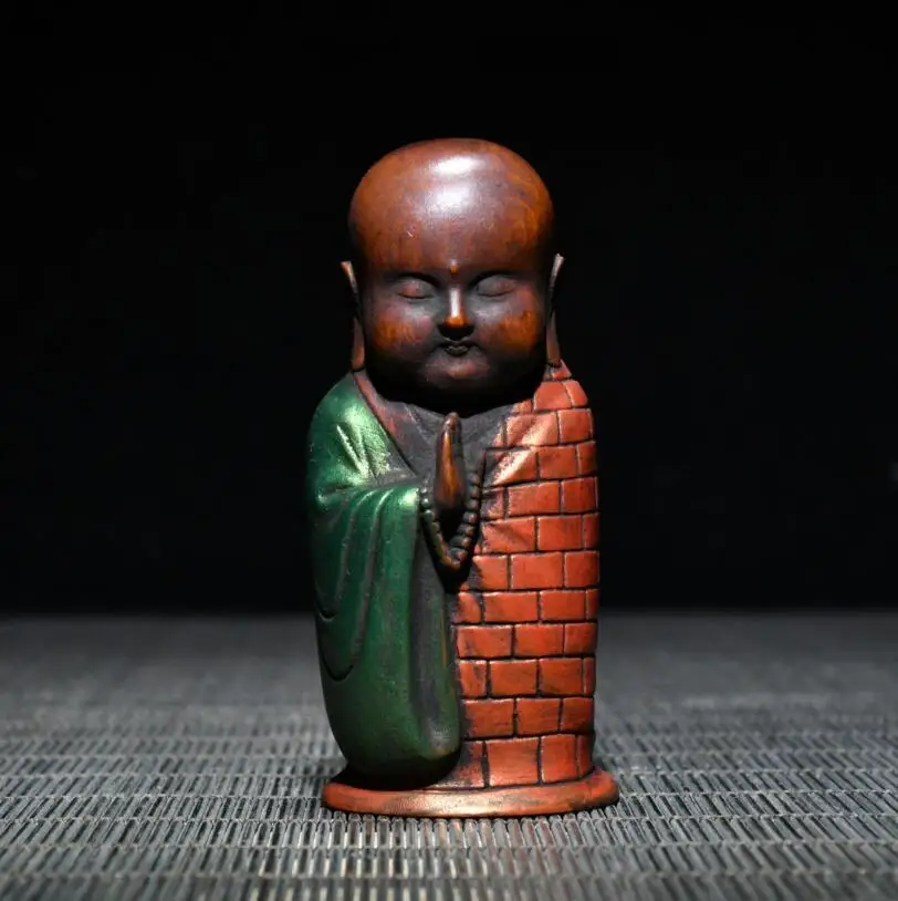 

Archaize seiko Hand-carved boxwood young monk household decoration small crafts statue