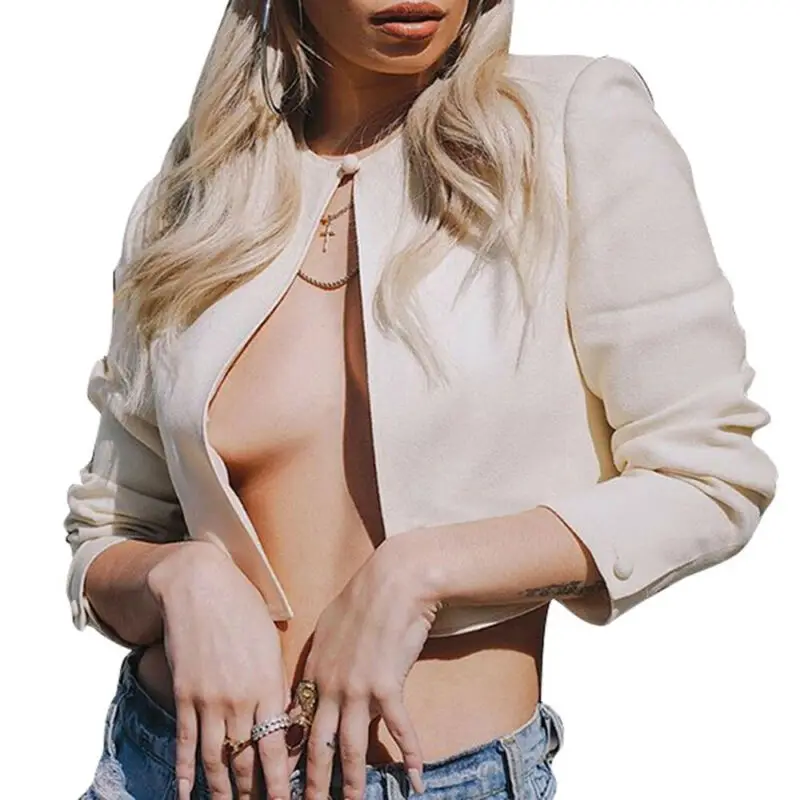 Women Slim Casual Business Suit Office Ladies Work Long Sleeve Coat Outwear Tops Elegant Cardigan Autumn Clothes Simple Button | Женская