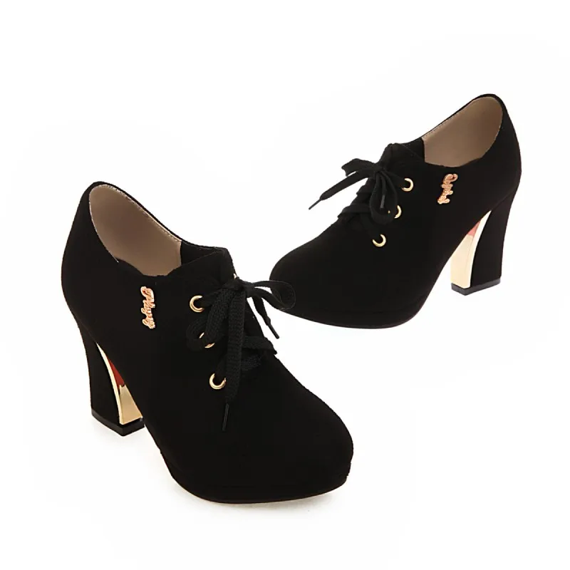 Туфли лодочки женские на высоком каблуке заостренный носок шнуровке небольшие