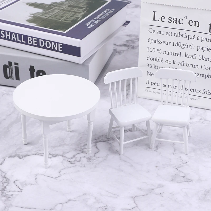 

1Set 1:12 Dollhouse Miniature Furniture Toy Set Wood Plastic Teatable Coffee Living Room Kid Toy Dining Table Chair Model