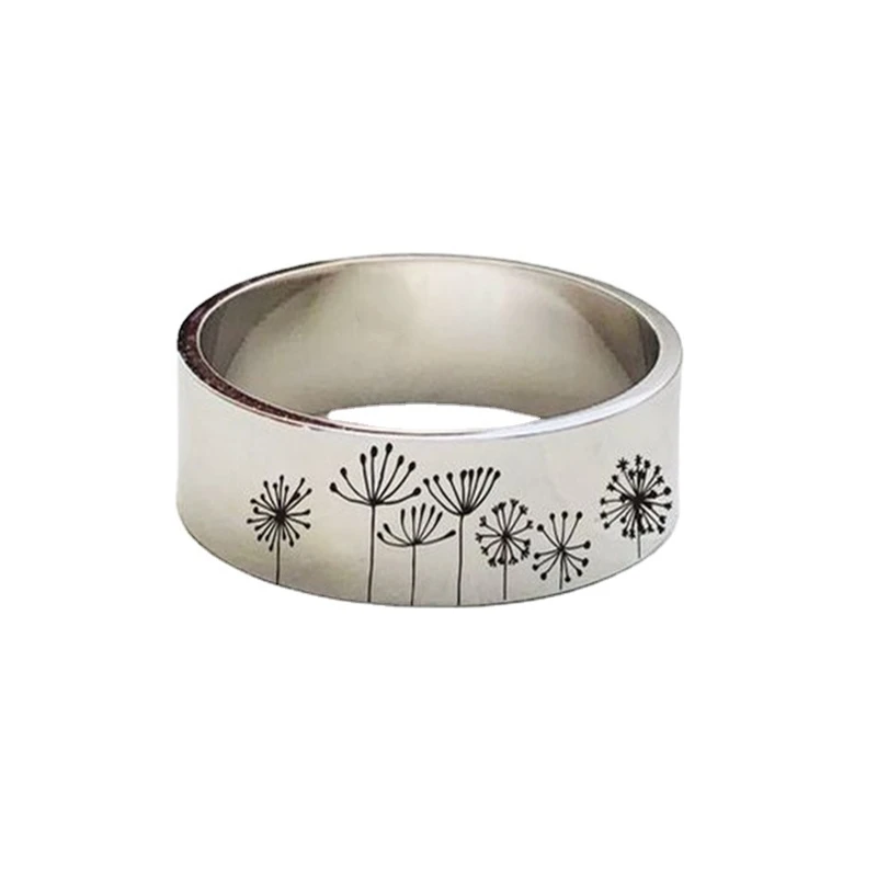 

Simple Ladies Retro Dandelion Silver Plant Ring Casual Engagement Wedding Banquet Flower Plated Ring Jewelry