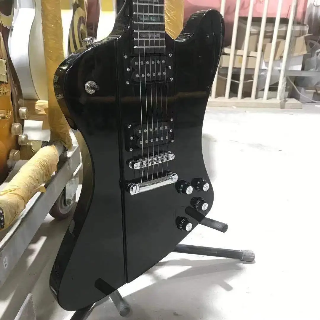 

Firebird Electric Guitar Black Color Rose Wood Fingerboard Free Shipping