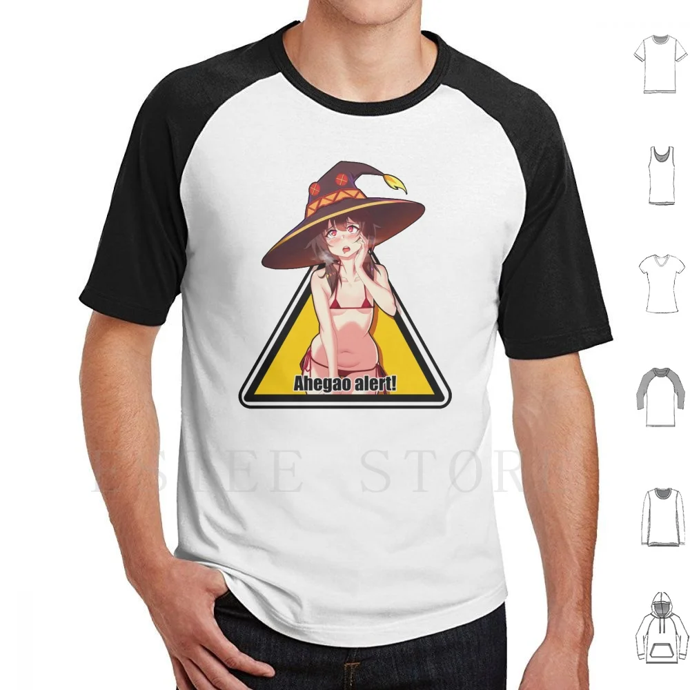 Аниме Megumin Face Alert футболка хлопок для мужчин DIY принт аниме Aheago манга девушка