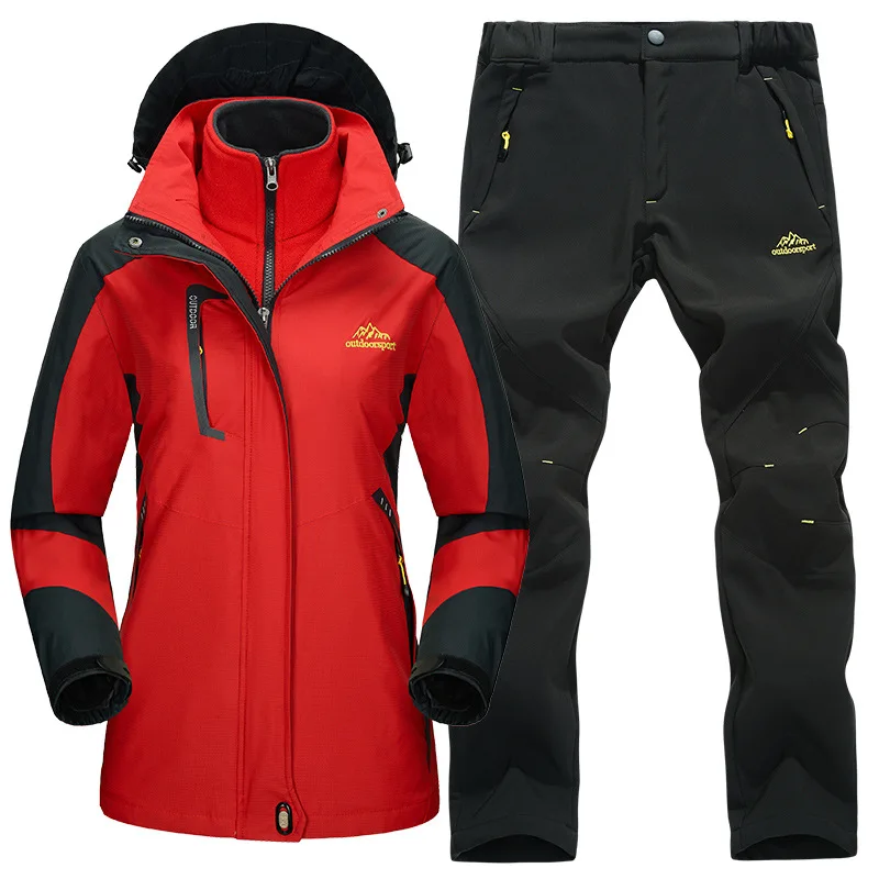 Женская куртка с флисовой подкладкой и штаны зимнее уличное теплое пальто из 3