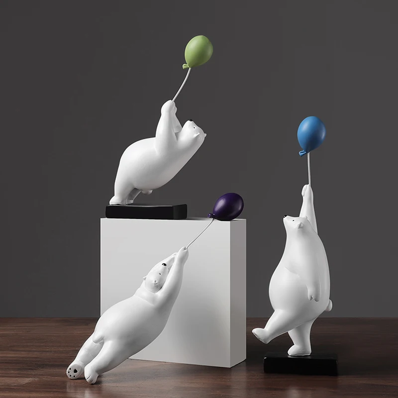

Современные креативные украшения для дома, аксессуары для гостиной, воздушные шары, миниатюрные декоративные фигурки полярного медведя