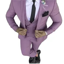 Costume de marié violet clair 3 pièces (veste + pantalon + gilet), Tuxedos pour marié, meilleur homme  (1)