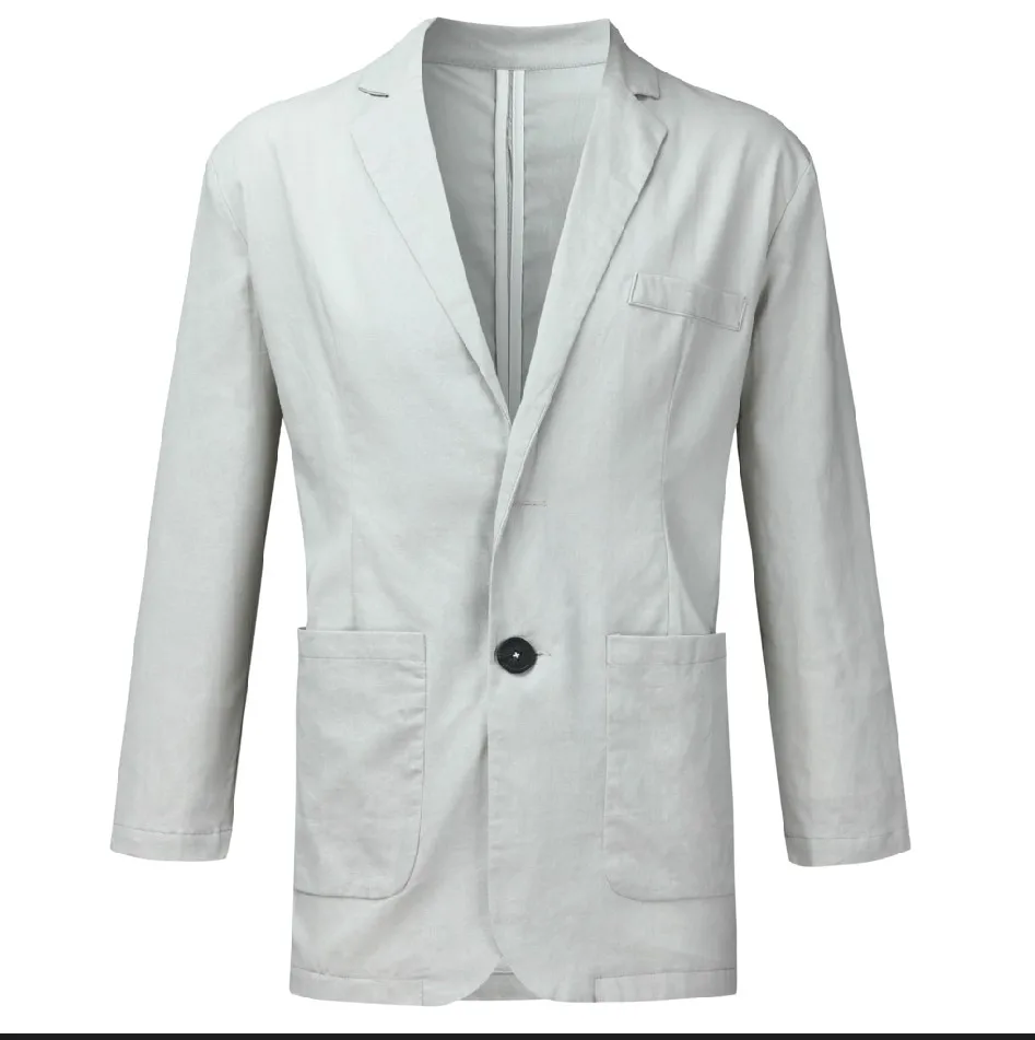 HEFLASHOr Hot MEN Slim Fit Linen Blend Blazers Business Suits Solid Color Dress Suit Long Sleeve Blazer Jacket | Мужская одежда