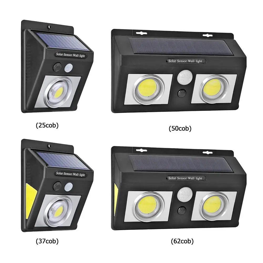 

62LEDcob Solar Powered Light Outdoors Lamp PIR Motion Sensor Security Wall Light IP64 Waterproof Lamp For Garden Yard Decoration