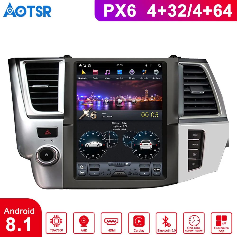 Автомобильная Мультимедийная система Android 8 1 Тесла стиль 12 для Toyota Highlander 2014-2018