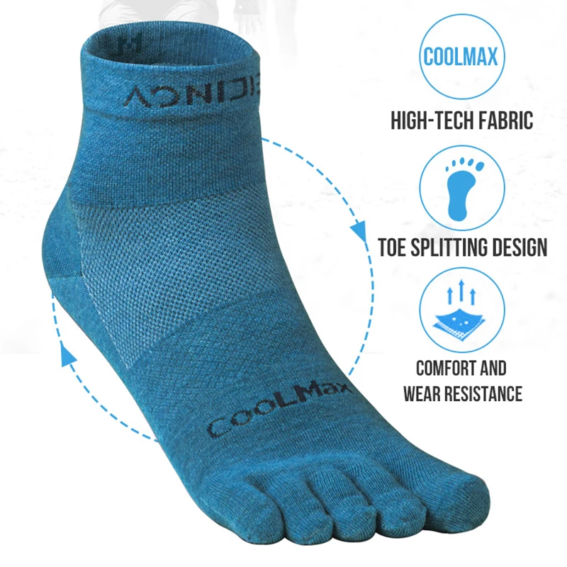 AONIJIE E4110S E4109S Lightweight Low Cut Athletic Toe Socks Quarter Socks For Five Toed Barefoot Running Shoes Marathon Race