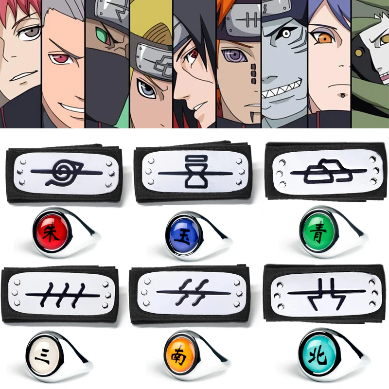 Набор колец с героями аниме Наруто Акацуки для женщин и мужчин мультяшные