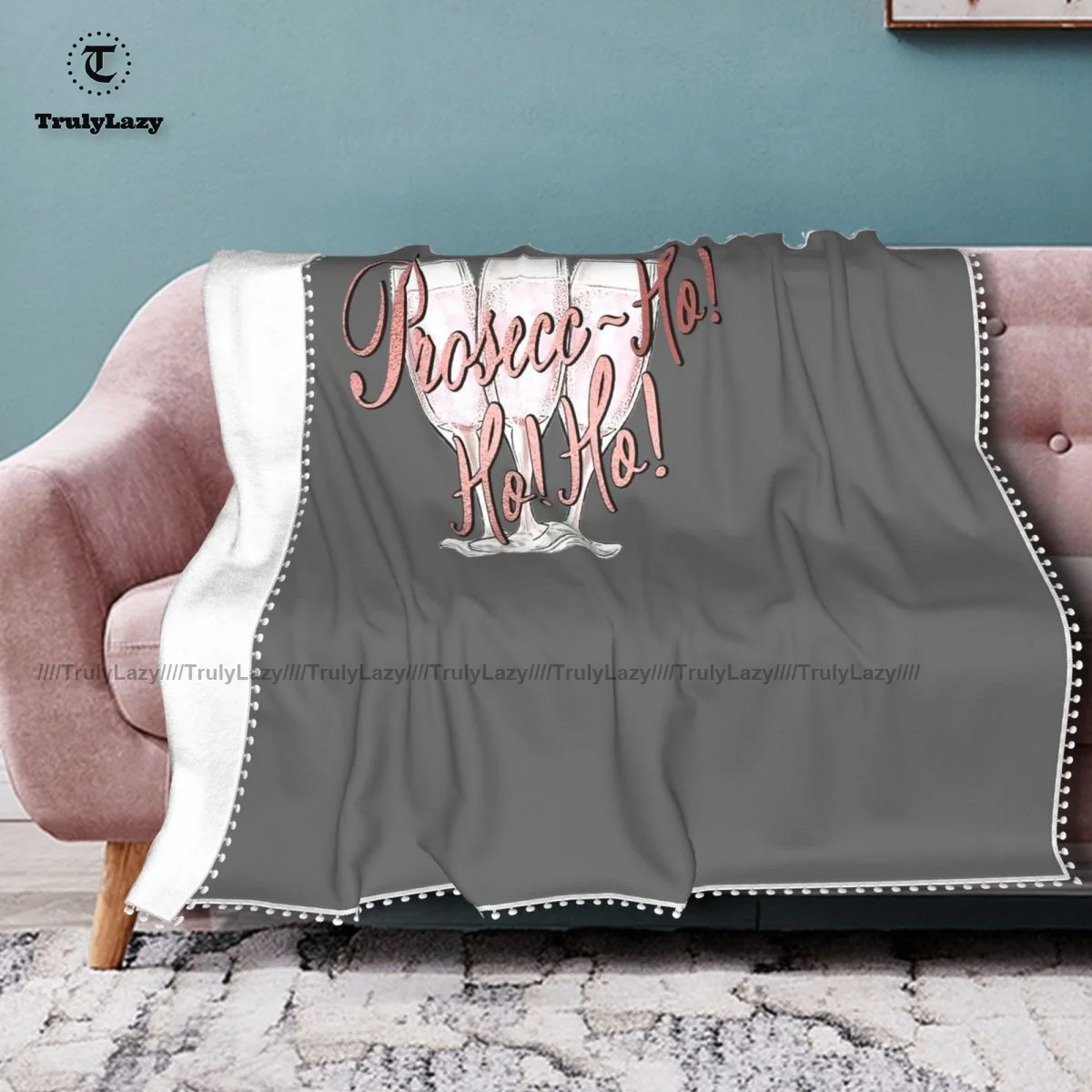 

Prosecco Blanket Fashion Decorative Pom Pom Bedspread Fleece Summer Soft Blanket