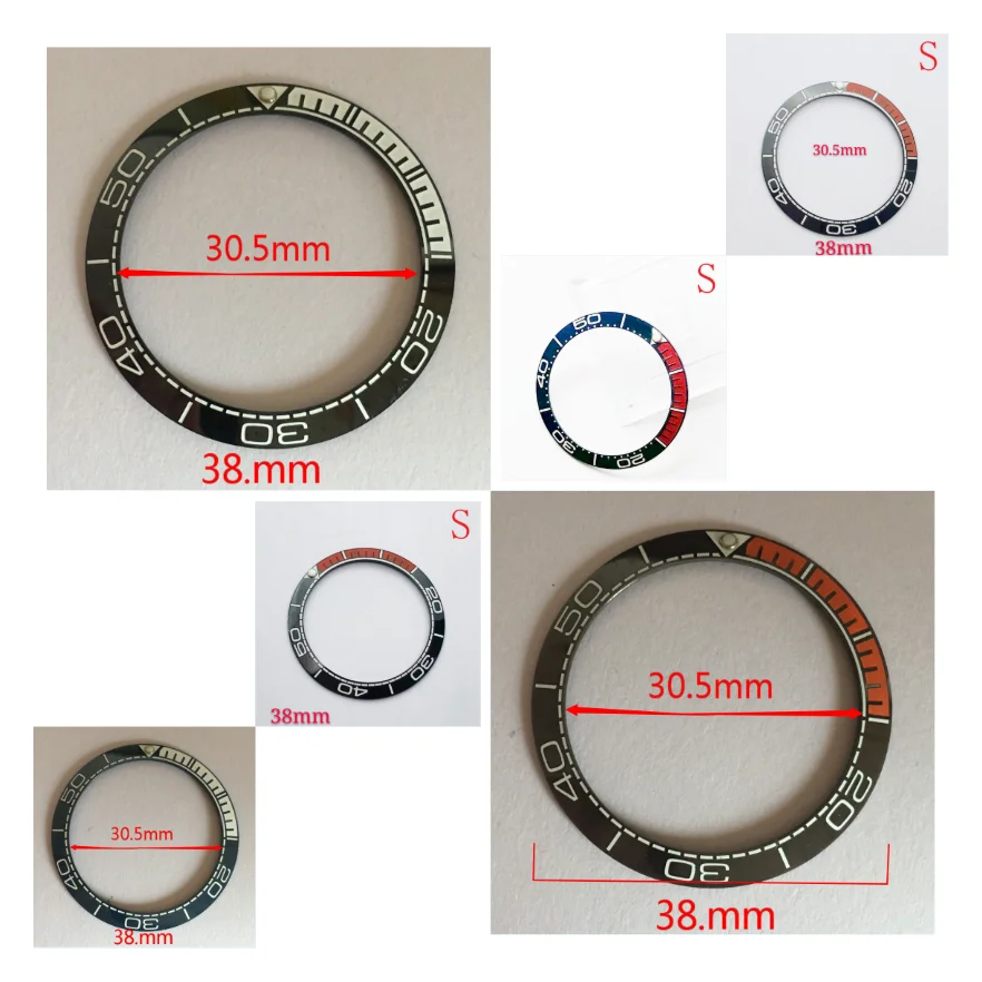 New 38mm High Quality Black/orange Ceramic Bezel Insert For Sea master SKX007 SKX009 Divers Men's Watches Luminous pip | Наручные