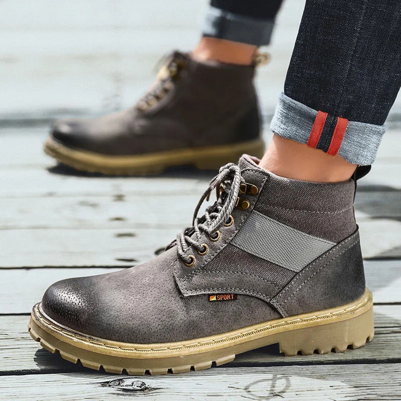 Новые Теплые зимние мужские ботинки ботильоны из натуральной кожи Мужская
