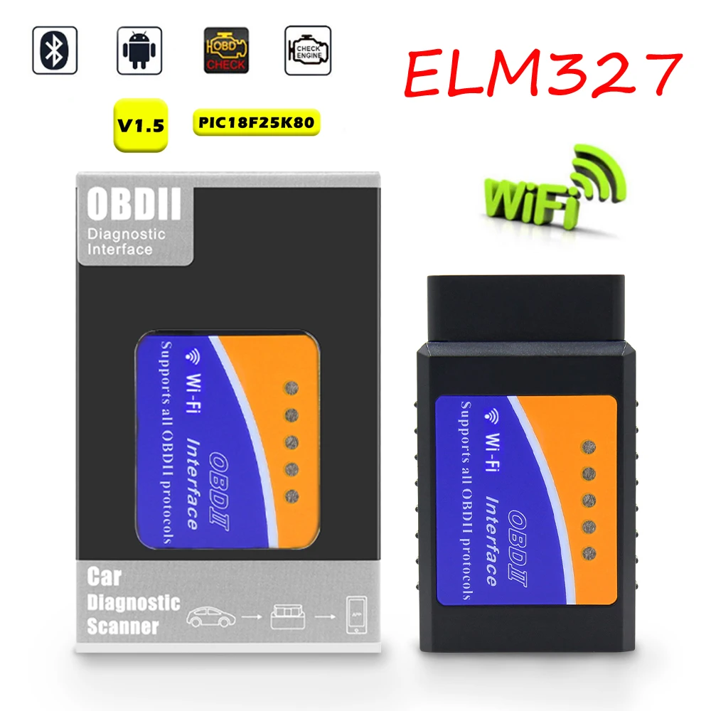 ELM327 WiFi V1.5 PIC18F25K80 чип OBDII диагностический инструмент IPhone/Android ELM 327 wifi Bluetooth V 1 5