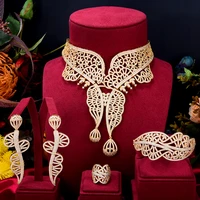 missvikki dubai noble luxury shiny hollow 4pcs earrings necklace bangle ring jewelry set women romantic bridal wedding jewelry