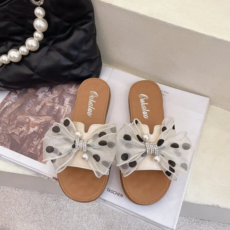 

Slippers women 2021 summer new fairy style bowknot flat-heeled sandals and slippers summer slipper house slippers