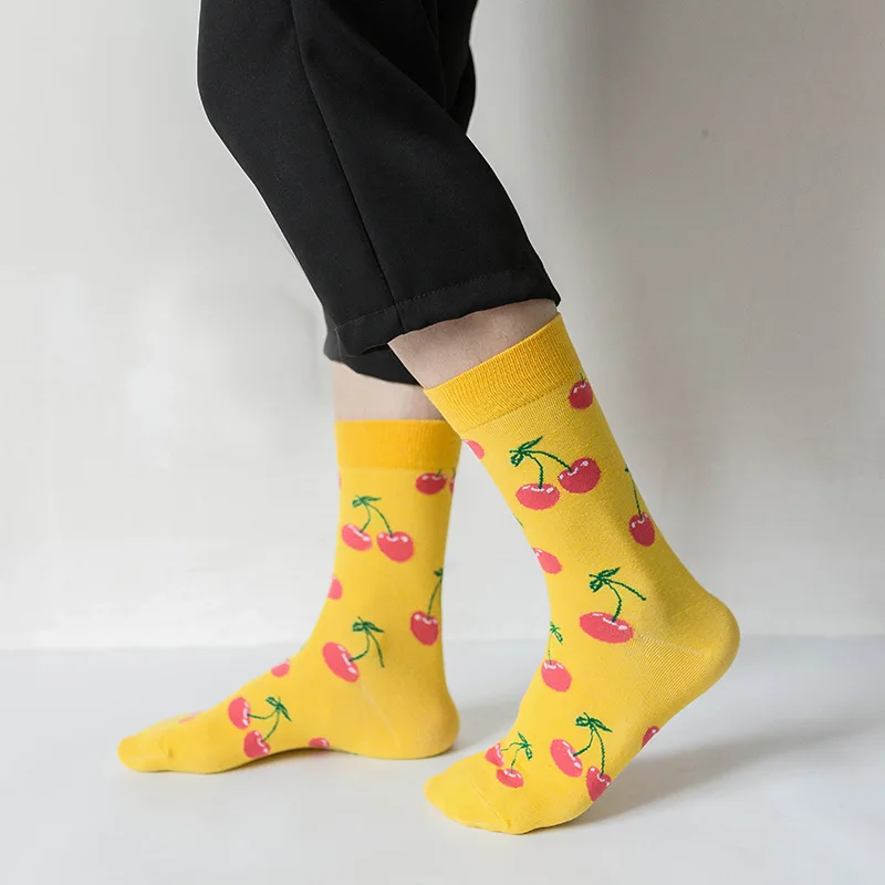 Красочные хлопковые мужские и женские носки забавные еда ананас пицца гамбургер