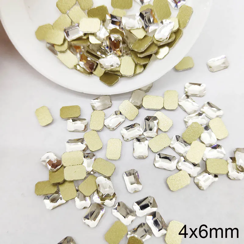 4X6mm Rectangular Big pack 1000pcs shinny crystal Non Flat back Rhinestones for Lady DIY Glue On 3D Nail Art nails | Дом и сад