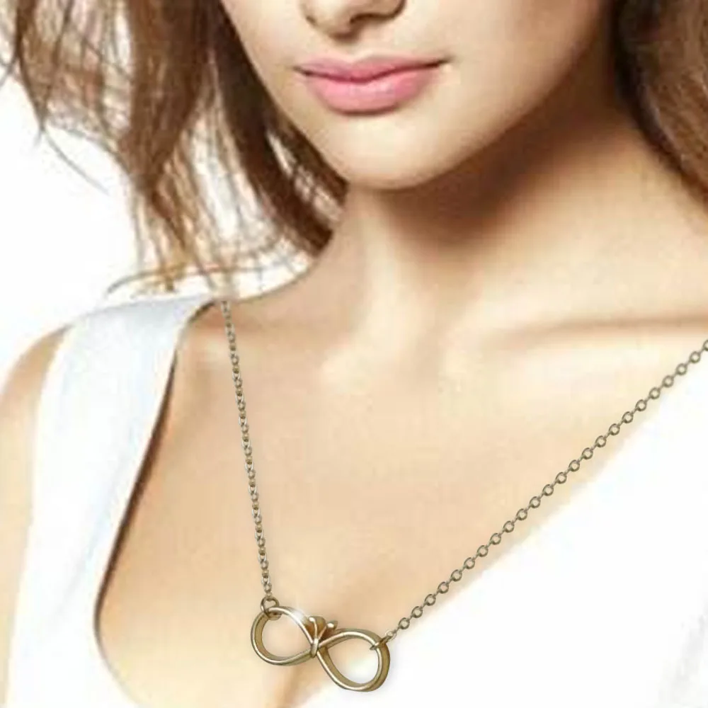Модное ожерелье бесконечность бабочка кулон для женщин короткая цепочка